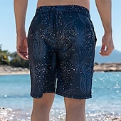 baratos Calções para Homem-Homens Calção Shorts de praia Com Cordão Gráfico Folha Árvore Respirável Secagem Rápida Comprimento do joelho Ao ar livre Férias Casa Férias Estilo Étnico Azul Marinha Com Stretch