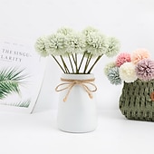 voordelige Kunstbloemen-Artificial Chrysanthemum Ball Flowers, Macaron Color Fake Table Tennis Flowers for Wedding Decor, Home Decoration, Desktop Arrangement, Photography Props, Faux Floral Bouquet