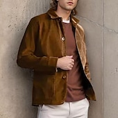economico Giubbotti e cappotti da uomo-Per uomo Giacca Camicia Giacca di transizione Vacanza Quotidiano Leggero Tasca Primavera Autunno Semplice Classico Bavero Nero Cachi Verde militare Grigio Giacca