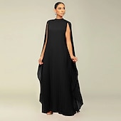 economico Matrimonio Informale / Di Giorno-Abiti A-Line Quinceanera elegante abito formale matrimonio lunghezza al pavimento maniche lunghe scollo alto chiffon con pieghe