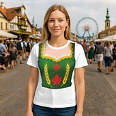 olcso pólók-Októberi fesztivál Dirndl nyomtatás Póló bajor München Német Grafikus Kompatibilitás Női Felnőttek Októberi fesztivál 3D nyomtatás Alkalmi / Napi