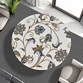 cheap Kitchen &amp; Table Linens-Round Vinyl Fitted Tablecloth with Flannel Backing Elastic Edge Design Table Cover Waterproof Oil-Proof PVC Table Cloth Stain-Resistant Wipeable for Round Table
