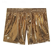 cheap Bottoms-Retro Vintage 1980s Rave Shorts Disco Shiny Latex Patent Metallic Fancy Dress Men&#039;s Halloween Carnival Music Festival Pride Parade Gay Club Adults&#039; Shorts Summer