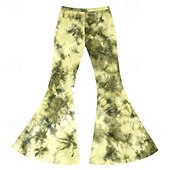 olcso Alsók-Retró Boho 1970-es évek Bell Bottoms nadrág fellángoló nadrág Diszkó Nyakkendő színezés Magas derék Pszichedelikus Női Mindszentek napja Farsang Vakáció zenei fesztivál Fesztivál Felnőttek Nadrágok