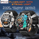 זול שעונים חכמים-שעון חכם kt80 גשש כושר amoled בגודל 1.46 אינץ&#039; עם פנס, שיחות בלוטות&#039;, צג שינה, עמיד למים IP68, 100+ מצבי ספורט, המתנה ארוכה, תואם לאנדרואיד iOS