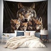 billige dyretepper-Dyr Ulver Hengevev Veggkunst Stor Hengevev Mural Dekor Fotograf Bakgrunn Teppet Gardin Hjem Soverom Stue Dekorasjon