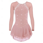cheap Figure Skating Dresses-Figure Skating Dress Women&#039;s Girls&#039; Ice Skating Dress Violet Black White Open Back Mesh Spandex High Elasticity Training Competition Skating Wear Classic Crystal / Rhinestone Long Sleeve Ice Skating