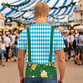 Недорогие футболки-Октоберфест Печать на Lederhosen Как у футболки баварский Мюнхен Немецкий Графический Назначение Муж. Взрослые Карнавал Октоберфест 3D печать Для вечеринок