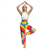 cheap Bottoms-Retro Vintage Boho 1970s Harem pants Yoga Pants Hippie Tie Dye Smocked Waist Rainbow Fancy Dress Women's Halloween Carnival Pride Parade Pride Month Festival Adults' Pants