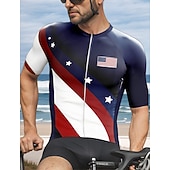 abordables Maillots Hombre-Hombre Maillot de Ciclismo Graphic Geométrico Día de la Independencia Manga Corta Bicicleta Camiseta Maillot con 3 bolsillos traseros Resistente a los rayos UV Secado rápido Cremallera delantera