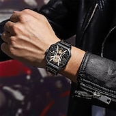 preiswerte Quarz-Uhren-Mode für Männer Armbanduhren Luxus Chronograph leuchtend wasserdicht Datum Mann Uhr quadratisches Zifferblatt Leder Quarz Herrenuhren