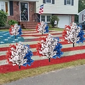 cheap Independence Day Decoration-Patriotic Artificial Flower Stakes, 4th of July Red White Blue Gypsophila with Flags and Ground Picks, Memorial Day Grave and Yard Decorations for Veterans Day, Independence Day Decor
