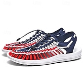 preiswerte Urlaubsandalen-Herren Sandalen Spaziergang Lässig PU Leder Bequem Rutschfest Atmungsaktiv Schnürung Rose+Schwarz Weiß+Schwarz Dunkelrot Sommer Frühling Herbst