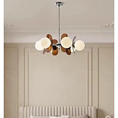 baratos Luzes pendentes-Luminária pendente LED 3/6/8 luzes, estilo moderno de meados do século, E14, lustre grande, globo branco, luminária de teto embutida em latão vintage Sputnik, luminária pendente de ilha de cozinha,