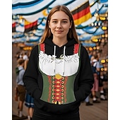 halpa Hoodies-Hoodie Print Casual Bavarian Bishop Sleeve Front Pocket Graphic for Women's Adults' 3D Print  for Carnival Oktoberfest Beer Vacation Party