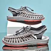 preiswerte Urlaubsandalen-Herren Sandalen Spaziergang Lässig PU Leder Bequem Rutschfest Atmungsaktiv Schnürung Rose+Schwarz Weiß+Schwarz Dunkelrot Sommer Frühling Herbst