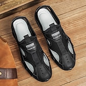billiga Avslappnade sandaler-Herrsandaler Bruna Mesh-utomhussandaler med justerbara remmar och vadderad sula för vandring, strand och sommaräventyr