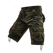 baratos Clássico-Homens Bermuda Cargo Shorts camuflados Calção Shorts de verão Bolso multi Bolso com aba Côr Camuflagem Conforto Vestível Comprimento do joelho Ao ar livre Esporte Diário Moda Casual Azul Marinho Cáqui