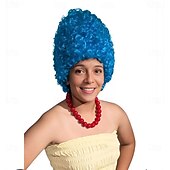 baratos Perucas Históricas-Peruca de Troll com Colmeia Azul Peruca Alta e Cacheada Perucas de Halloween