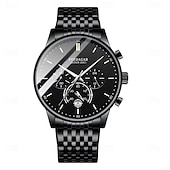 abordables Relojes mecánicos-Reloj de moda para hombre, cronógrafo de acero inoxidable, malla de cuarzo, reloj de pulsera para hombre, resistente al agua, luminoso, fecha, relojes deportivos para hombre.