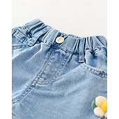 cheap Bottoms-Kids Girls&#039; Shorts Floral Streetwear Patchwork School 4-12 Years Summer Navy Blue Royal Blue Blue
