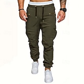 economico Pantaloni cargo-Per uomo Pantaloni Cargo Pantaloni Elastico in vita Coulisse Multi-tasche Semplice Indossabile All'aperto Quotidiano Campeggio &amp; Escursionismo Moda Classico Nero Verde militare