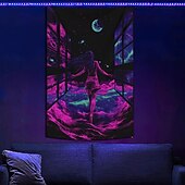 olcso Feketeművilágítás-Fekete fény szőttes világító a sötétben fényparti UV-reaktív szexis lány trükkös ködös függő szőttes falikép mural a nappaliba hálószobába