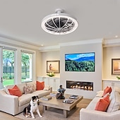 cheap Light Bulbs-1 Pc E26/27 Socket Ceiling Fan Light Remote Control Three Color Adjustable Wind Speed Timing Adjustable Dining Room Bedroom Living Room Ceiling Fan Light 100-240v