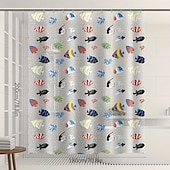 preiswerte Duschvorhänge-Klarer Duschvorhang tropische Fische 180x200cm 70&quot;x79&quot; wasserdicht leichter Fisch-Duschvorhang-Beschichtung PEVA lange modische Bad-Duschvorhänge mit 12 Ösenhaken für Badewanne Badezimmer