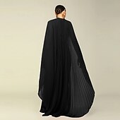 economico Matrimonio Informale / Di Giorno-Abiti A-Line Quinceanera elegante abito formale matrimonio lunghezza al pavimento maniche lunghe scollo alto chiffon con pieghe