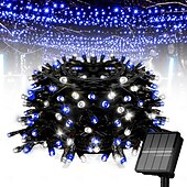 halpa Aurinkoenergiakäyttöinen-1 kpl ulkokäyttöön tarkoitettu aurinkokennovalosarja, vedenpitävä valosarja, 12 m, 39 jalkaa, 100 led-helmeä, sisäpiha, puutarha, nurmikko, huvila, aita, parveke, koristevalo, häät, halloween, joulu, festivaali, tunnelma, valosarja