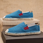 economico Slip-ons e mocassini da uomo-scarpe espadrillas slip-on da uomo rosse con suola in juta - scarpe estive comode e alla moda per l&#039;uso quotidiano