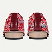 billiga Utsökta broderade skor-Herr Tofflor och Slip-Ons Tofstofflor Promenad PU Läder Jacquard Tyg Andningsfunktion Bekväm Halksäker Loafers Mörkröd Sommar Vår Höst