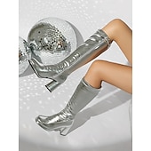 levne obuv-Retro 70. léta Báječný Boty Gogo boty Disko Lesklý latexový patent Kov Maškarní kostým Dámské předvečer Všech svatých Karneval hudební festival Pride Parade Retro tematická párty Dospělé Boty