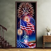 olcso július 4-e-Július 4-i Ajtódíszek Ajtóburkolatok Függetlenségi Nap Amerikai Hazafias Sas Ajtó Takaró Ajtófüggöny Dekoráció Háttér Beltéri/Kültéri Ajtószalag Elülső Ajtóra Falusi Házhoz