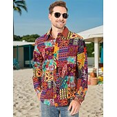 tanie Najfatalniejszy-Retro / vintage Boho 1970 Koszula Hipisowskie Niejednolita całość Psychodeliczny Strój na bal maskowy Męskie Halloween Karnawał taniec uliczny Impreza w stylu retro Festiwal Dla dorosłych Koszula