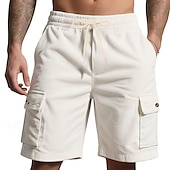 economico Pantaloncini casual-Per uomo Pantaloncini cargo Shorts Pantaloncini Estivi Coulisse Elastico in vita Multi-tasche Semplice Comodità Indossabile Lunghezza al ginocchio All&#039;aperto Sport Quotidiano Moda Casual Nero Bianco