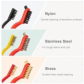 cheap Cleaning Supplies-6 Pieces Wire Brush with 1 Pc Scraper Set - Small Stainless Steel  Brass and Nylon Brushes for Paint &amp; Dirt Removal  Rust and Metal Cleaning - for Kitchen  Workshop and Small Deep Cleaning Tasks