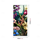 abordables Pegatinas de pared-Pegatina de ventana retro con diseño de flores y pájaros, de PVC, electrostática, no adhesiva, extraíble, con patrón de colores aleatorios.