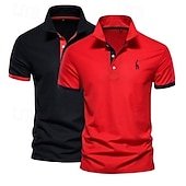levne Pánské sportovní polo-Pánské polo tričko s krátkým rukávem, 2 ks, ležérní, s klopou, pohodlné, s ozdobným potiskem &amp;vyšívané základní letní polo tričko regular fit