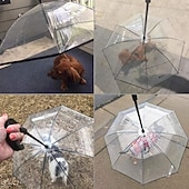 abordables Paraguas-Paraguas para perros pequeños, correa transparente para paraguas, impermeable, paraguas para pasear perros con cadena de metal, equipo de lluvia para exteriores para mascotas.