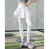 billige Kjoler og shorts-Dame Ensfarget Uformelt skjørt Tennisskjørt med leggings Drapering Sidelommer Hurtigtørkende Tennis Golf Pickleball Bunner Svart Hvit Blå Spandex Tennis klær