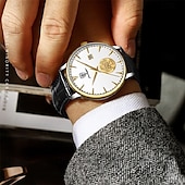 billige Mekaniske klokker-herre mote mekaniske klokker forretningsautomatisk armbåndsur rustfritt stål lysende designerklokke