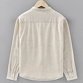 economico Camicie di lino-Per uomo Camicia Camicia di lino Camicia casual Camicia con Bottoni Camicia di cotone Semplice Vacanza Camicia hawaiana Nero Bianco Blu marino Beige Manica Lunga Nonno Primavera Autunno Abbigliamento