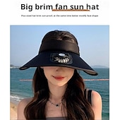 cheap Head Lights-1 Pc Women&#039;s USB Rechargeable Fan Hat Sunscreen Hat Beach Vacation Camping Wide brimmed Sunscreen Hat