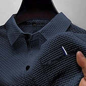 preiswerte Klassisches Poloshirt für Herren-Herren Golfshirt Golf Poloshirts Arbeit Lässig Revers Kurzarm Basic Modern Einfach Knöpfe Jacquard Sommer Normale Passform Schwarz Weiß Marineblau Blau Meerblau Dunkelgray Golfshirt