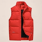 abordables Gilets-Homme Gilet en duvet Quotidien Occasionnel Printemps &amp; Automne Avec Poches Polyester Confortable Couleur Unie Fermeture éclair Col montant Noir Rose Claire Rouge Violet Gilet