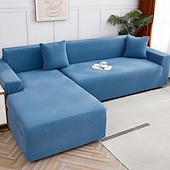 preiswerte Sofabezug-Stretch-Sofabezug, Schonbezug, Jacquard, elastisch, Sofagarnitur, Sessel, Loveseat, 4- oder 3-Sitzer, L-Form, grau, botanische Pflanzen, weich, strapazierfähig, waschbar