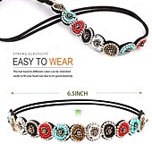 baratos Acessórios de penteados-1 peça faixa de cabeça com contas de strass, faixa elástica de cabelo para mulheres e meninas, acessórios de cabelo 20-26,8&#039;&#039; multicoloridos