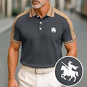 preiswerte Klassisches Poloshirt für Herren-Herren Baumwoll-Poloshirt Golfshirt Geschäft Revers Kurzarm Mode Basic Farbblock Patchwork Bestickt Sommer Weinrot Schwarz Grün aschgrau Dunkel Blau Hellblau Baumwoll-Poloshirt